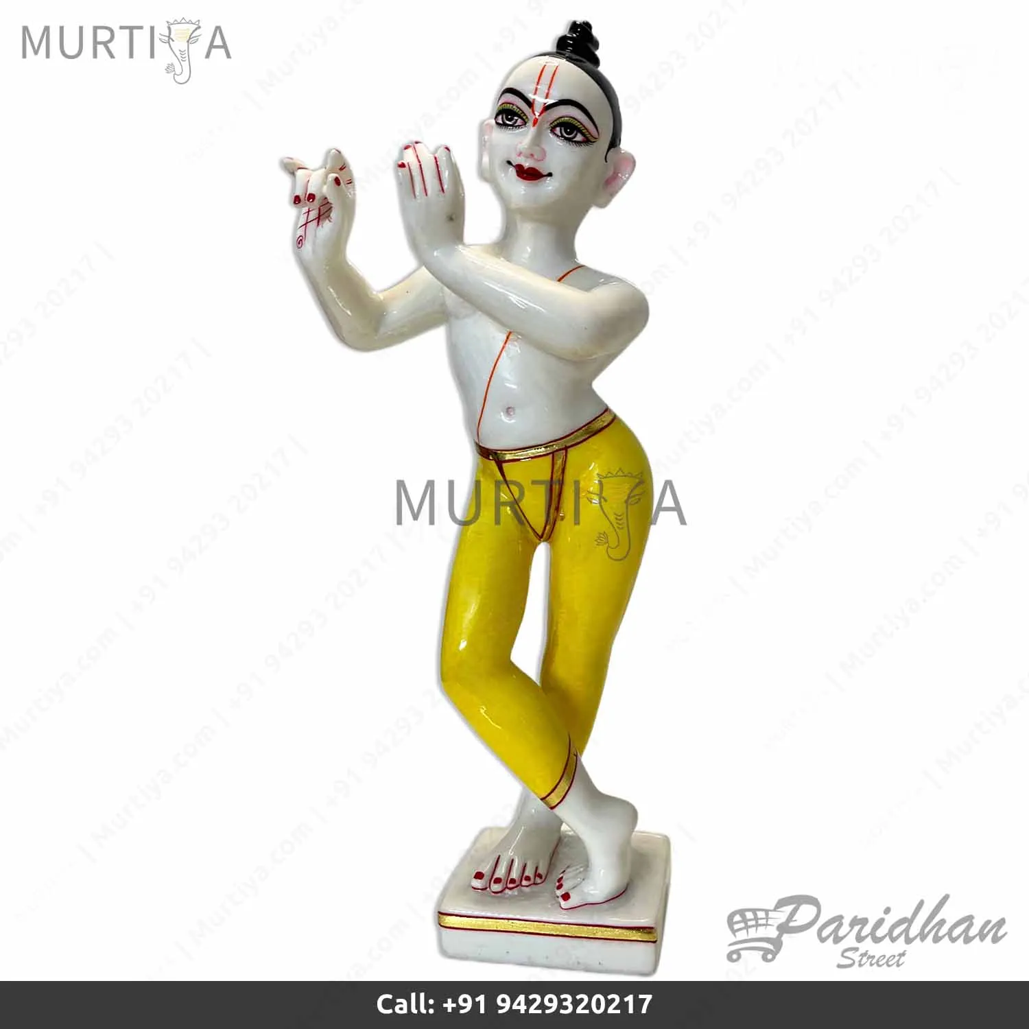15 Inch Marble Dust Radha Krishna Murti for Home Temple - 2