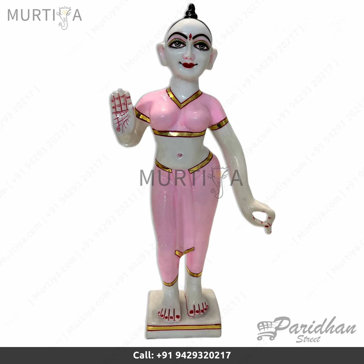 15 Inch Marble Dust Radha Krishna Murti for Home Temple - 3
