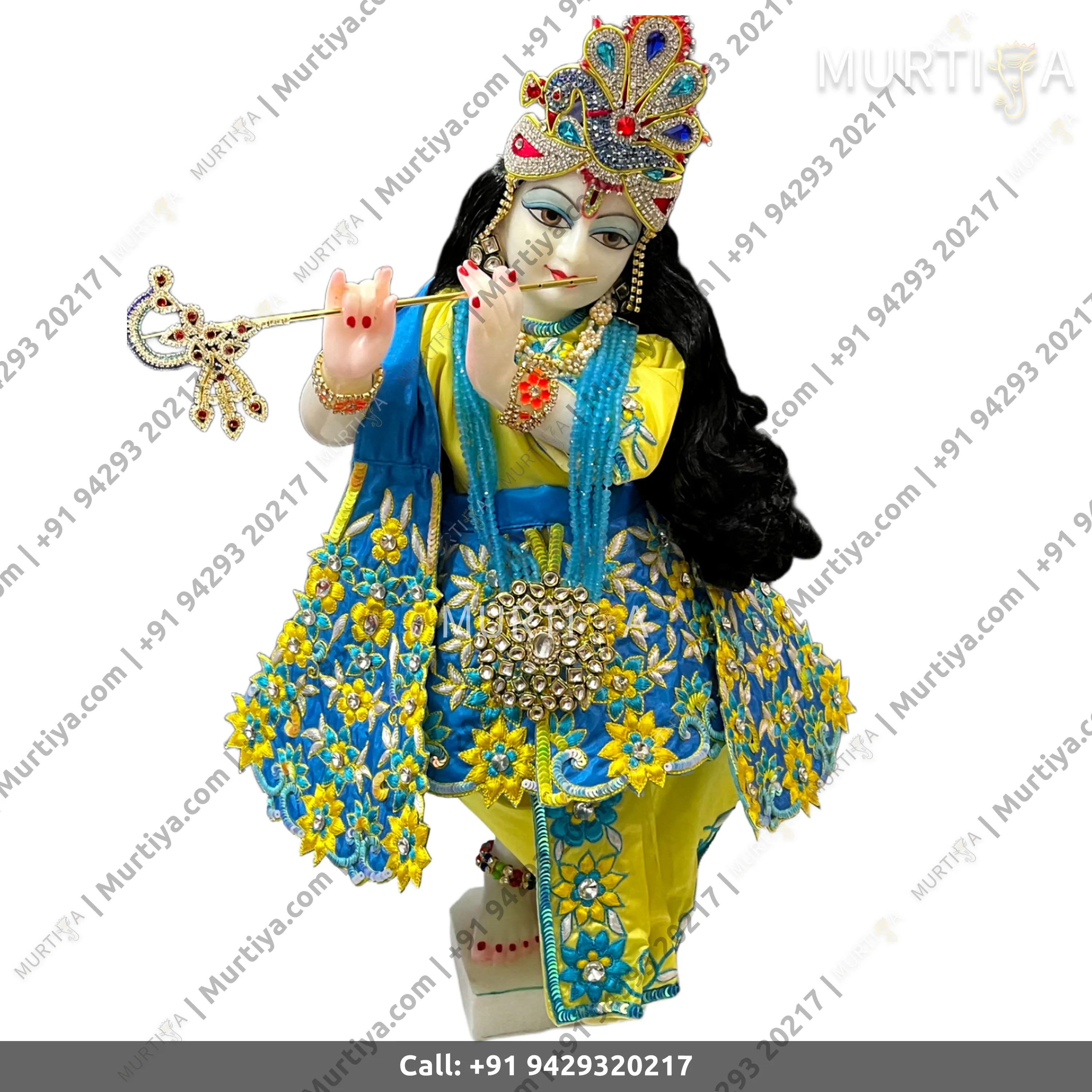 ISKCON 18 Inch Radha Krishna White Marble Statue Pure Handmade - 2