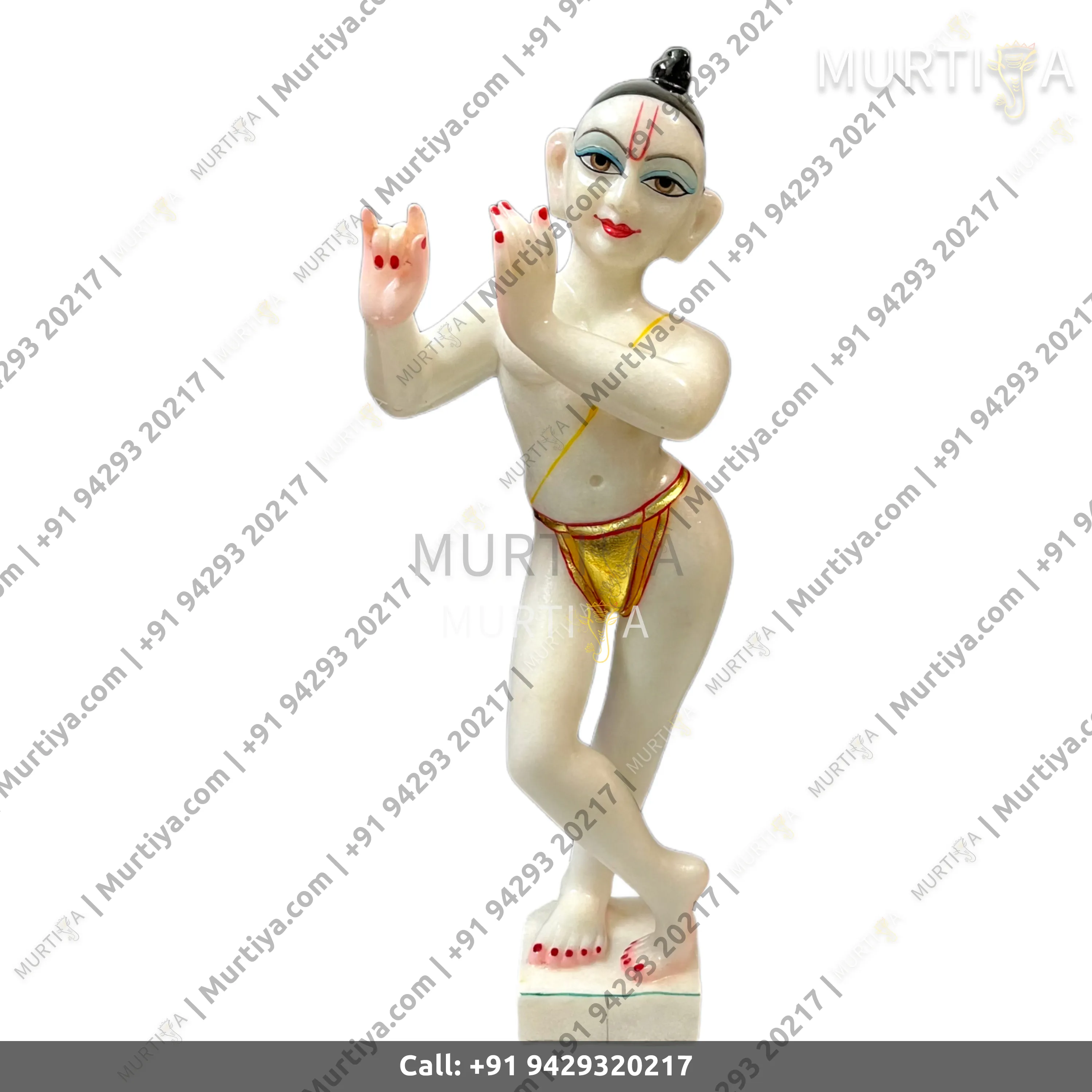 ISKCON 18 Inch Radha Krishna White Marble Statue Pure Handmade - 5