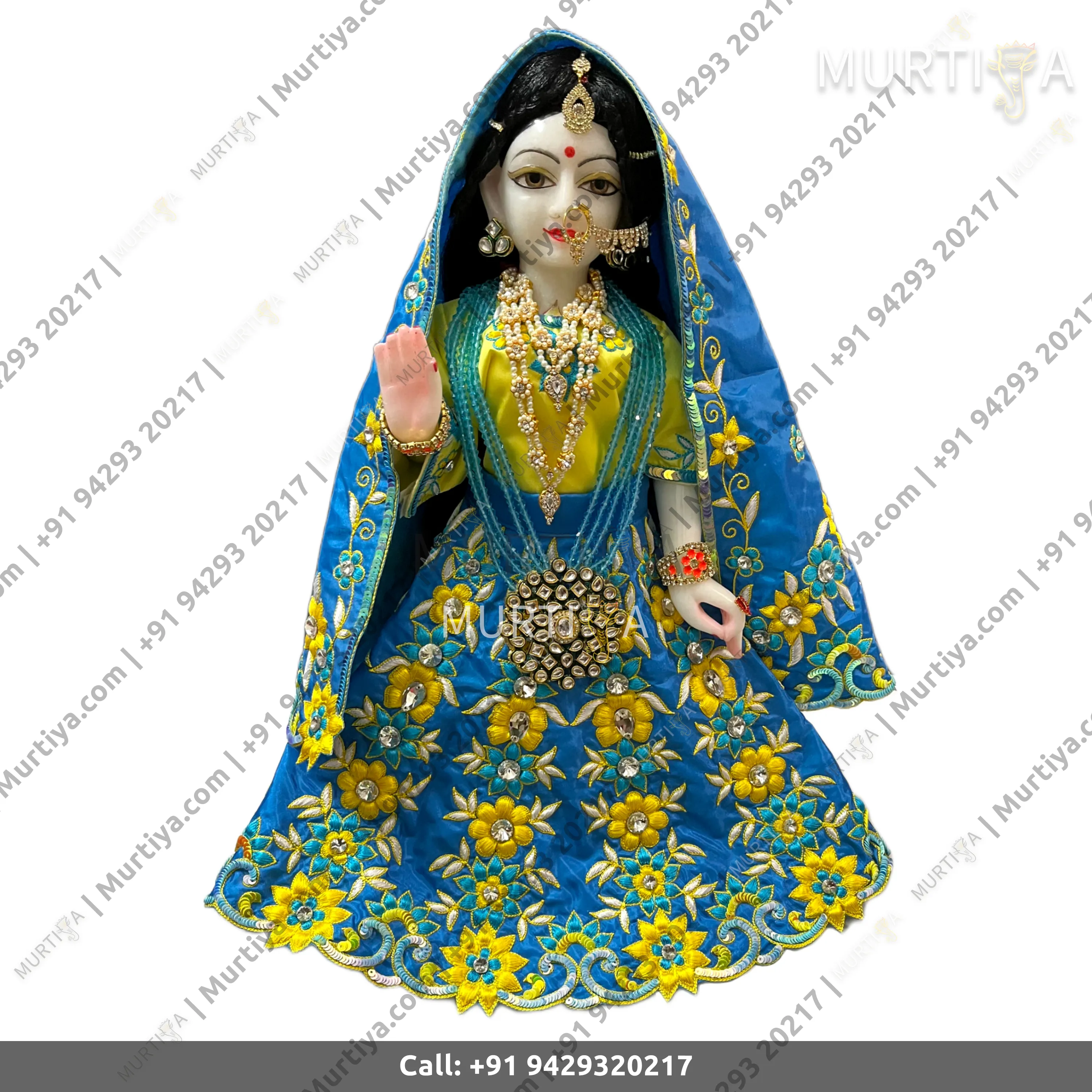 ISKCON 18 Inch Radha Krishna White Marble Statue Pure Handmade - 3