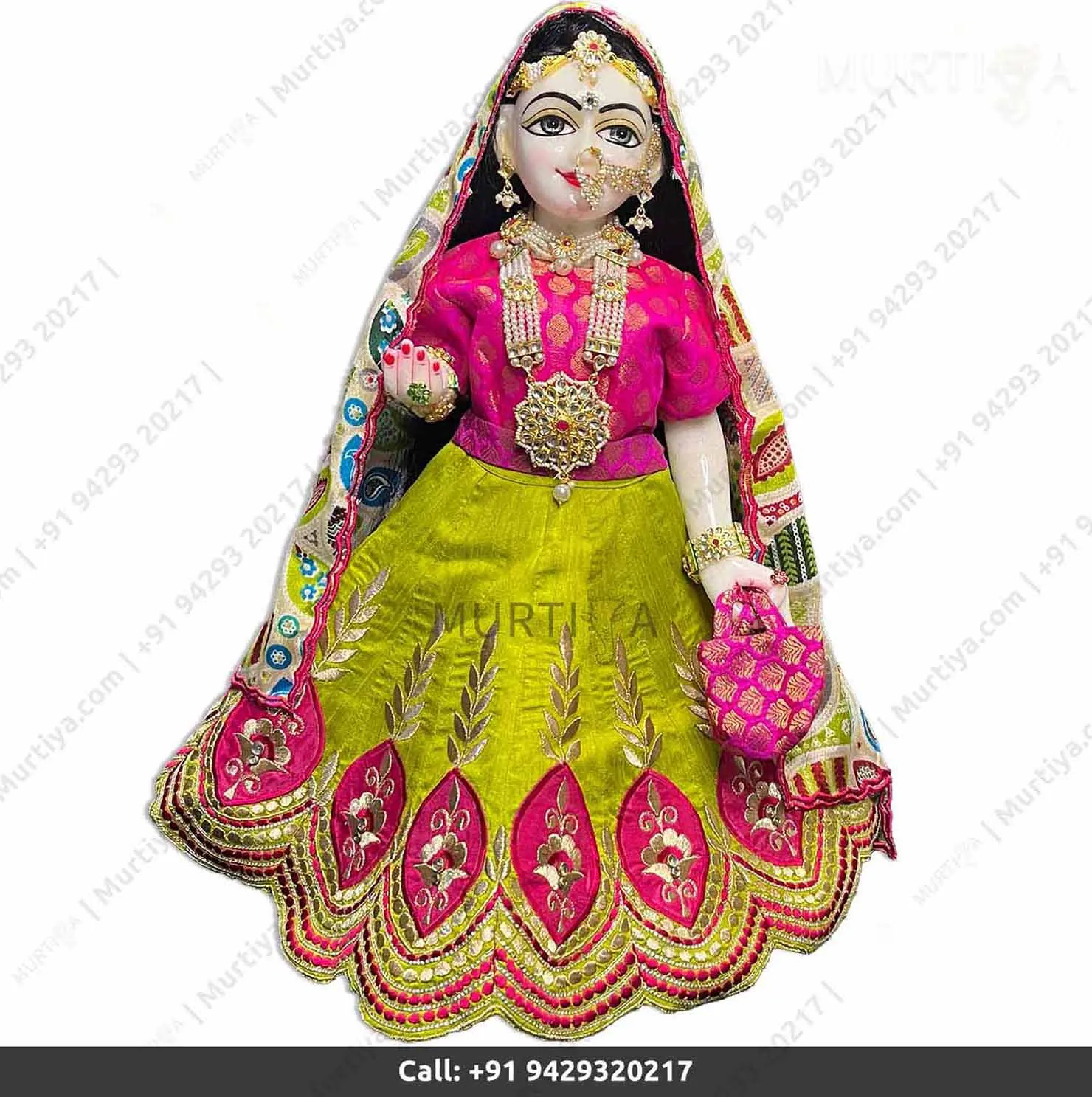 18 Inch ISKCON White Radha Krishna Marble Statue (Makrana) Handmade - 4
