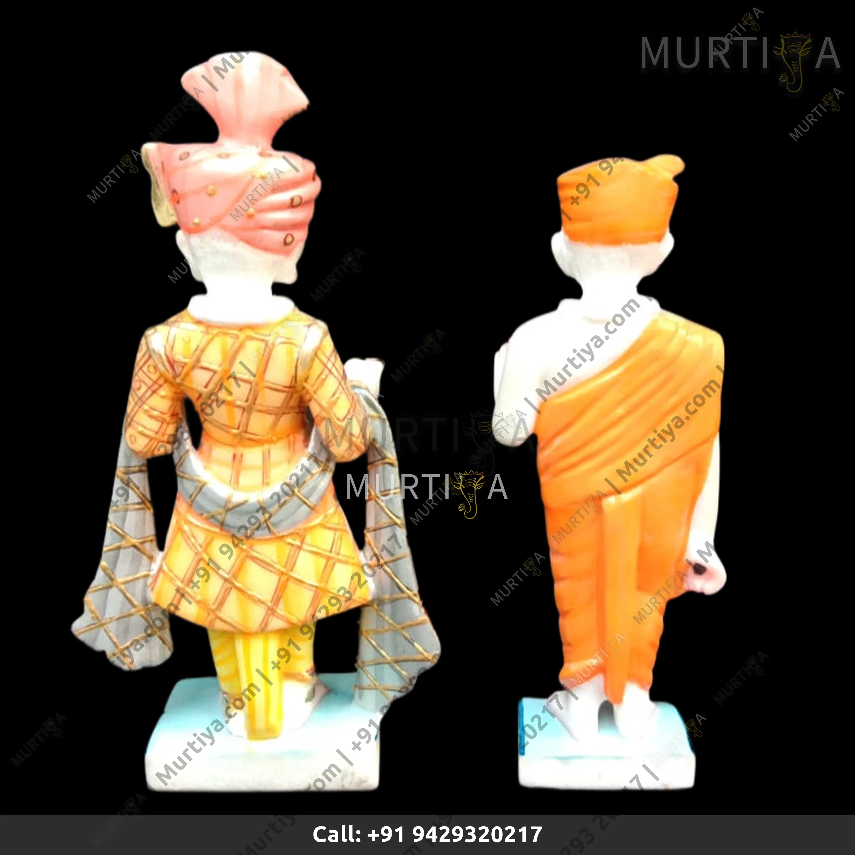 Akshar Purushottam and Gunitanand Swami Pure Marble Murti - 2