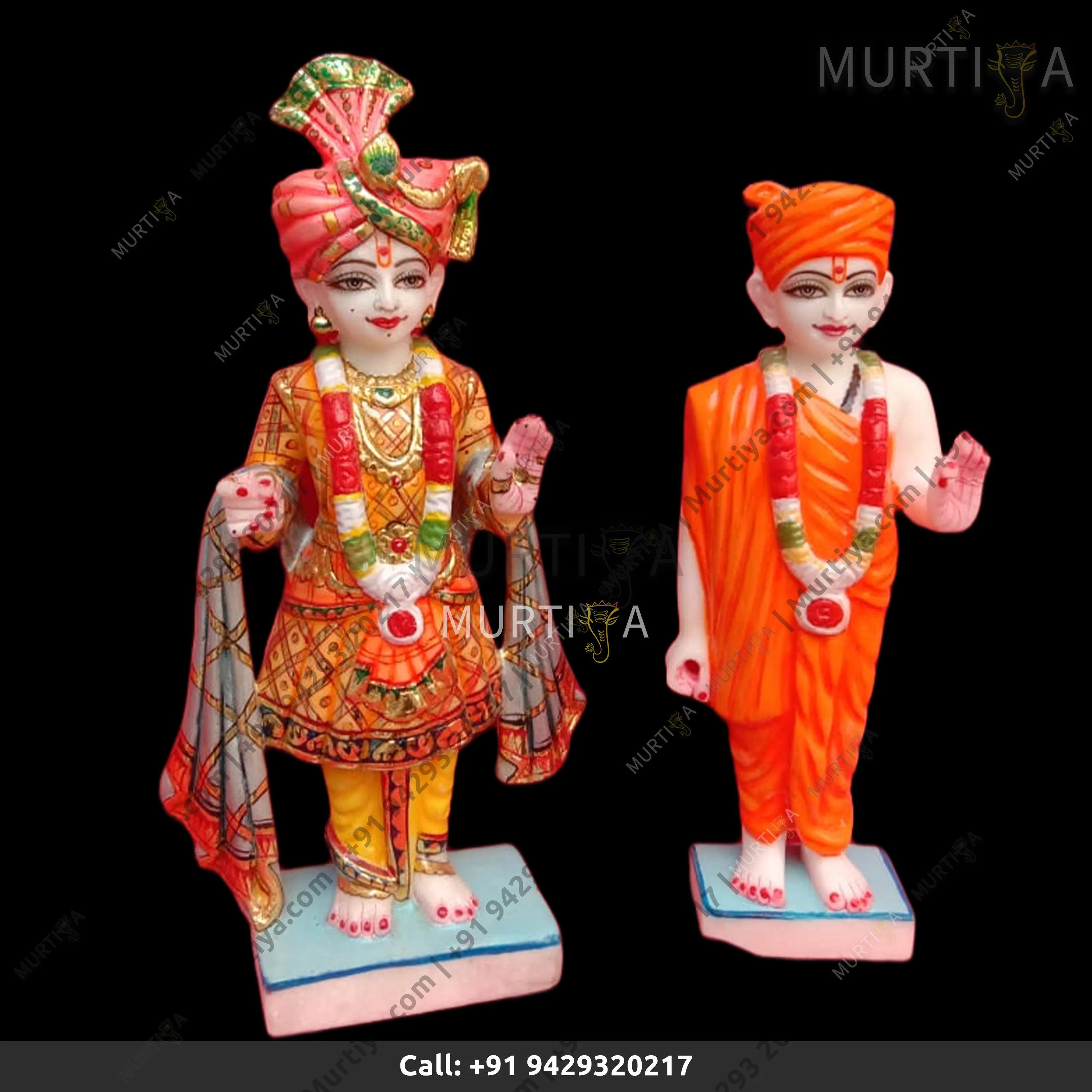 Akshar Purushottam and Gunitanand Swami Pure Marble Murti - 4