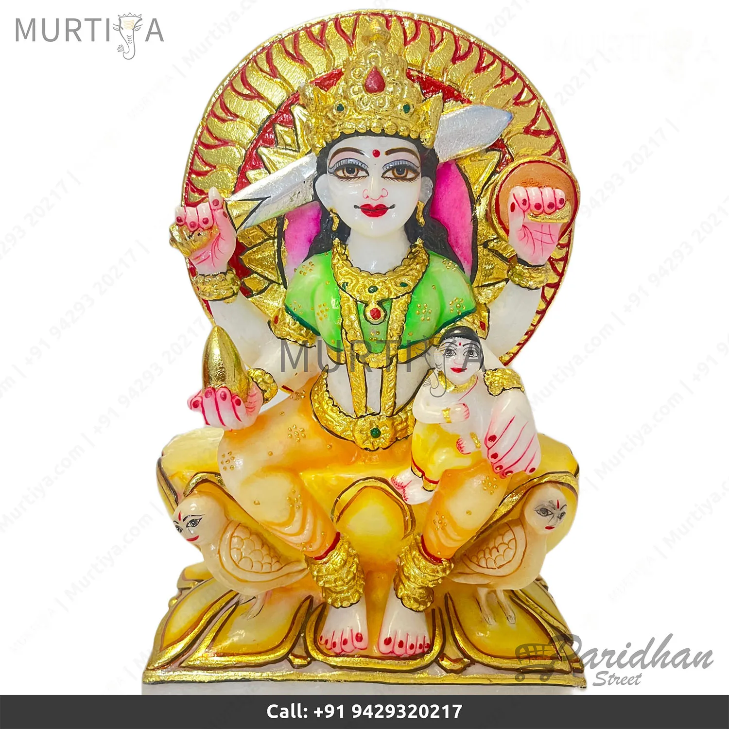 12 Inch Ashapura Mataji Marble Statue (Makrana) Handmade - 2