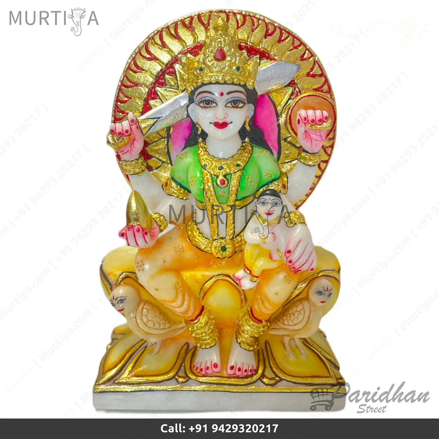 12 Inch Ashapura Mataji Marble Statue (Makrana) Handmade