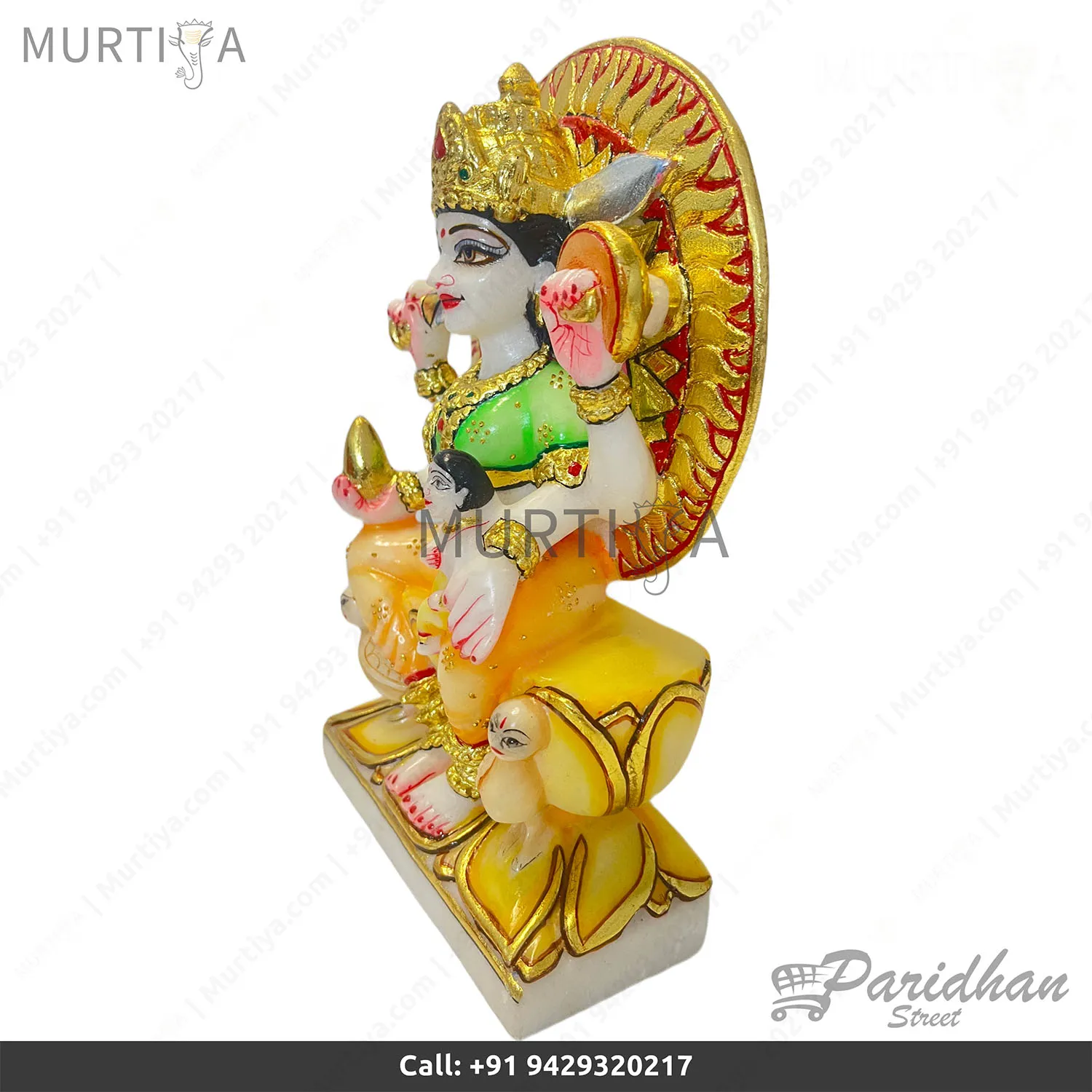 12 Inch Ashapura Mataji Marble Statue (Makrana) Handmade - 3