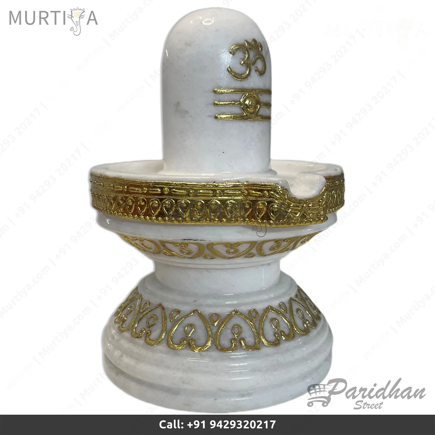 Pure White Marble Shiv Lingam with Snake (12 Inch) Makrana - 3