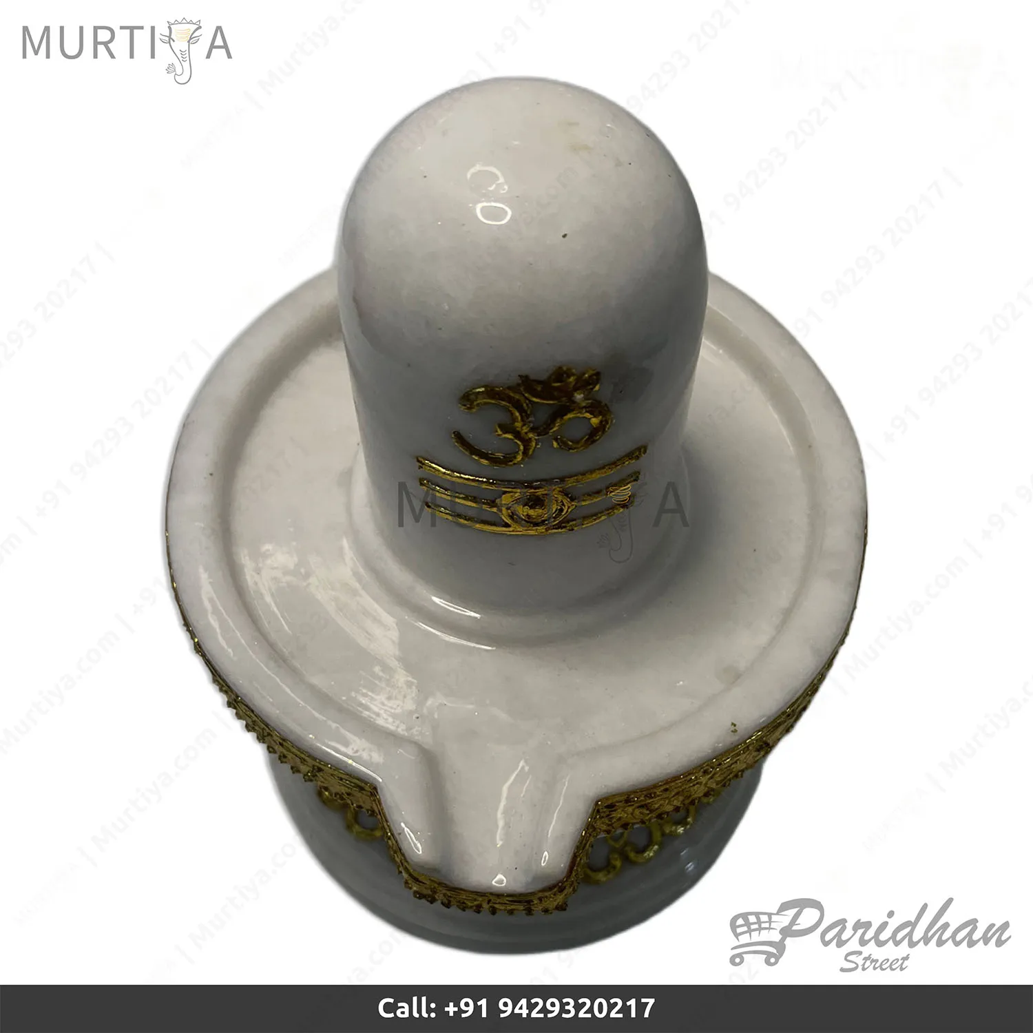 Pure White Marble Shiv Lingam with Snake (12 Inch) Makrana - 4